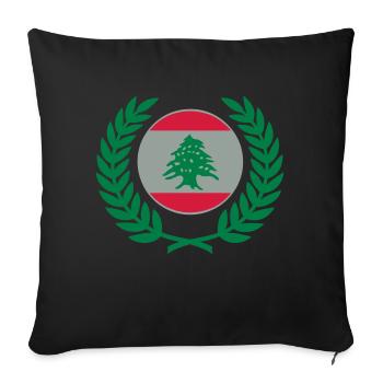 Lebanon (flag & laurel wreath) - Sofa pillowcase 17,3'' x 17,3'' (45 x 45 cm) - black - Front