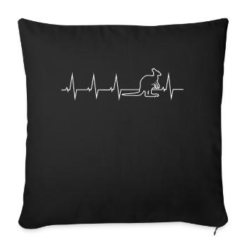J’aime kanguruh - Australie - battement de coeur - Housse de coussin décorative 45 x 45 cm - noir - Devant