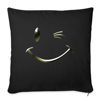 Tshirt smiley clin d'oeil by customstyle - Housse de coussin décorative 45 x 45 cm - noir - Devant