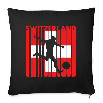 Vintage Swiss Flag.Suisse.Football Coupe du Monde - Housse de coussin décorative 45 x 45 cm - noir - Devant