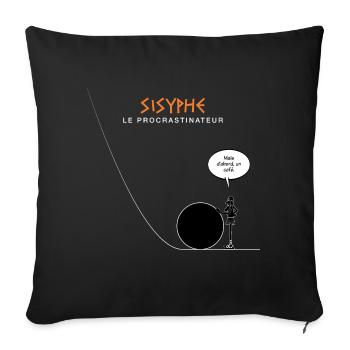 D'abord un café - blanc - Housse de coussin décorative 45 x 45 cm - noir - Devant