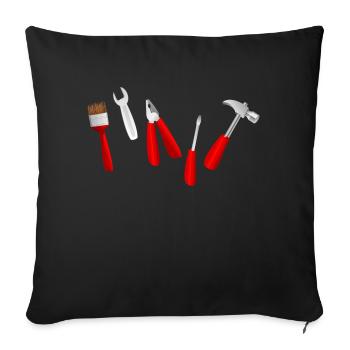 tool tools brush hammer screwdriver pliers - Sofa pillowcase 17,3'' x 17,3'' (45 x 45 cm) - black - Front