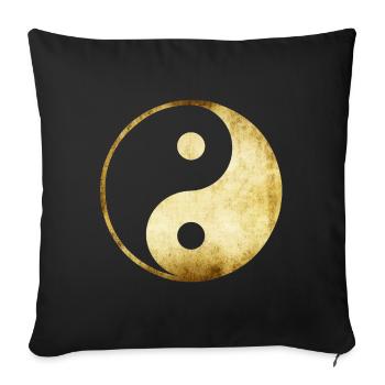 yoga yin yang gold - Sofakissenbezug 45 x 45 cm - Schwarz - Vorne