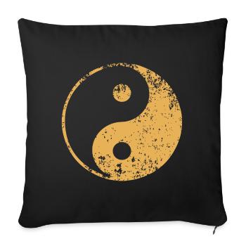 yoga yin yang beige - Sofakissenbezug 45 x 45 cm - Schwarz - Vorne