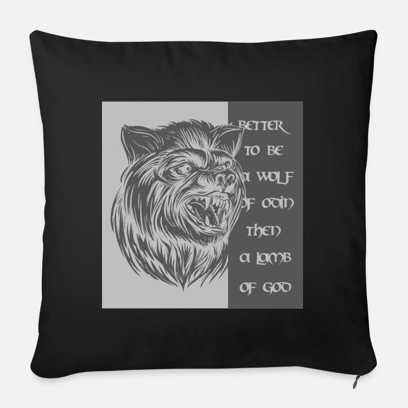 Lieber ein Wolf Odins als ein Lamm Gottes - Sofakissenbezug 45 x 45 cm - Schwarz