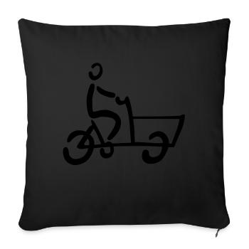 Bakfiets cargo bike bicycle - Sofa pillowcase 17,3'' x 17,3'' (45 x 45 cm) - black - Front