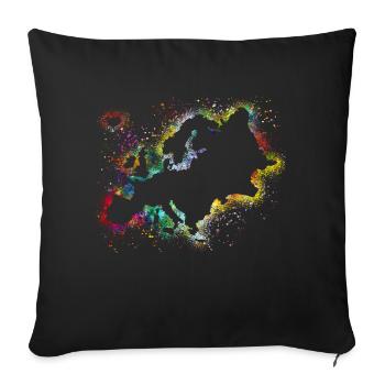 Europe aquarelle - Housse de coussin décorative 45 x 45 cm - noir - Devant