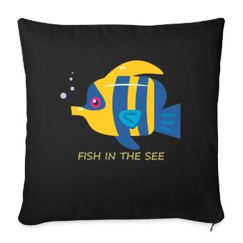 poisson - Housse de coussin décorative 45 x 45 cm - noir - Devant