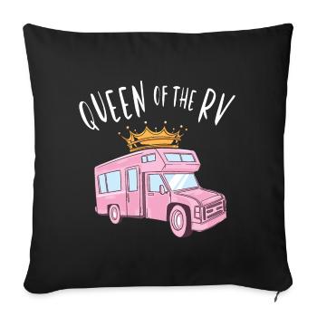 Queen of the RV - Queen of the Camper - Sofa pillowcase 17,3'' x 17,3'' (45 x 45 cm) - black - Front