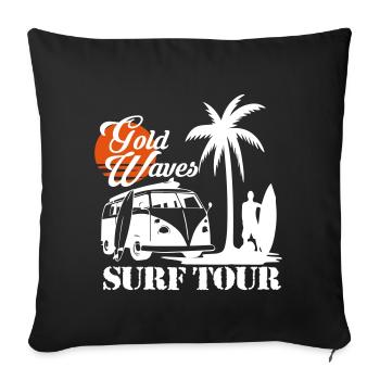 gold waves surf tour - Sofa pillowcase 17,3'' x 17,3'' (45 x 45 cm) - black - Front