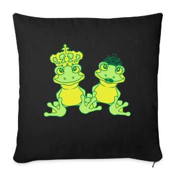 prince koenig froschkoenig couple couples aime verl - Housse de coussin décorative 45 x 45 cm - noir - Devant
