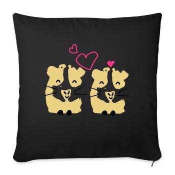 Gini mignon de porc Guinée couple cochon - Housse de coussin décorative 45 x 45 cm - noir - Devant