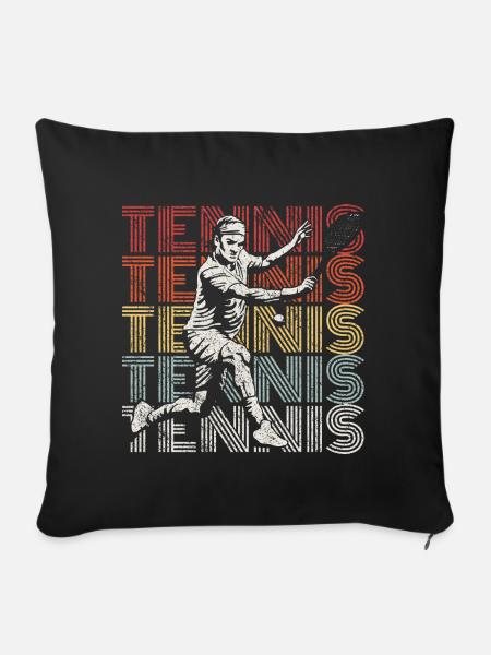 Tennis tennis joueur balle de tennis cadeau - Housse de coussin décorative 45 x 45 cm - noir