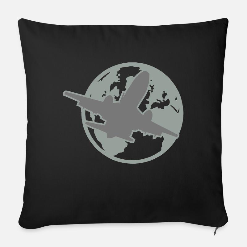 flugzeug - Sofakissenbezug 45 x 45 cm - Schwarz