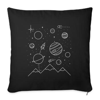Planète blanche dans le ciel étoilé - Housse de coussin décorative 45 x 45 cm - noir - Devant