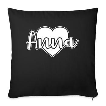 Anna first name heart - Sofa pillowcase 17,3'' x 17,3'' (45 x 45 cm) - black - Front