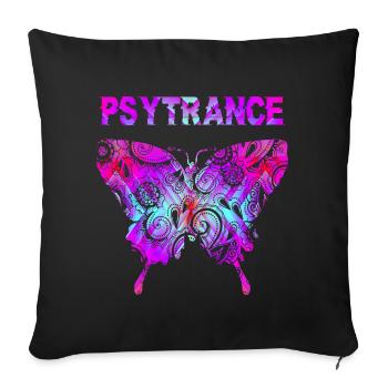 Psytrance Goa Trance gift - Sofa pillowcase 17,3'' x 17,3'' (45 x 45 cm) - black - Front