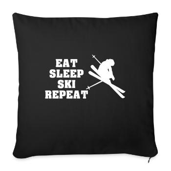 EAT SLEEP SKI REPEAT - Sofa pillowcase 17,3'' x 17,3'' (45 x 45 cm) - black - Front