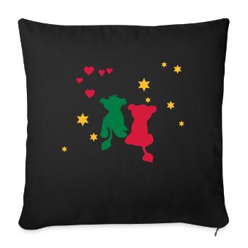 Löwen Liebe, Lion Love, Amor León - Sofakissenbezug 45 x 45 cm - Schwarz - Vorne