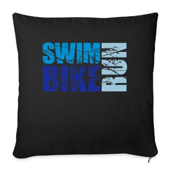 cracks scratch stamp swim bike run text logo tria - Sofa pillowcase 17,3'' x 17,3'' (45 x 45 cm) - black - Front