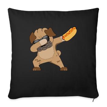 DAB HOT DOG - Hund - Essen lecker - Mops - Sofakissenbezug 45 x 45 cm - Schwarz - Vorne
