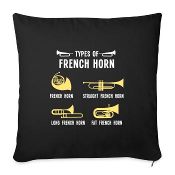 Blashhorn Horn Horns Brass Band Musician Brass Band - Sofa pillowcase 17,3'' x 17,3'' (45 x 45 cm) - black - Front