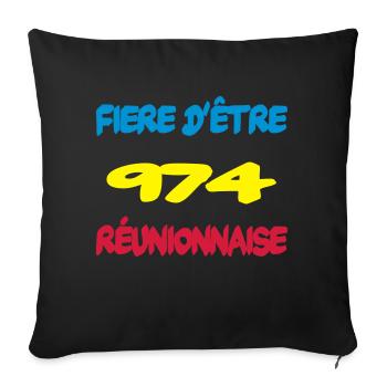 Fiere d'être reunionnaise - Housse de coussin décorative 45 x 45 cm - noir - Devant