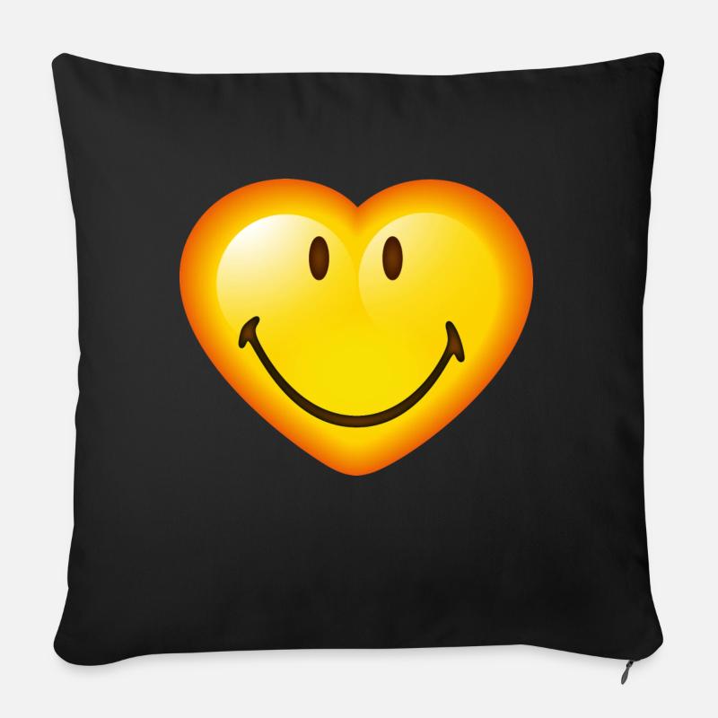 Smiley Glossy Heart - Sofakissenbezug 45 x 45 cm - Schwarz
