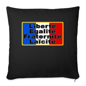 France Drapeau et devise - Housse de coussin décorative 45 x 45 cm - noir - Devant