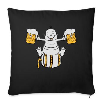 ivre, octoberfest, boire, alcool, verre, cruche, s - Housse de coussin décorative 45 x 45 cm - noir - Devant