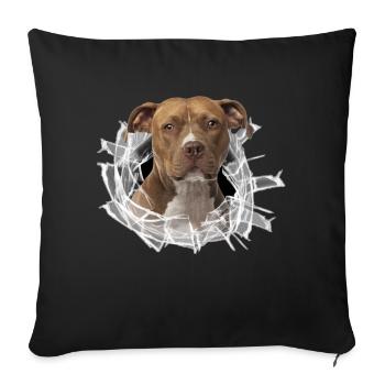American Staffordshire Terrier *Glas-Loch* - Sofakissenbezug 45 x 45 cm - Schwarz - Vorne