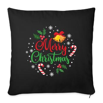 Frohe Weihnacht-glückliches Familien-Weihnachtszusammenpassendes Geschenk - Sofakissenbezug 45 x 45 cm - Schwarz - Vorne