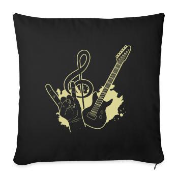 Guitar rock hand sign metal hand clef - Sofa pillowcase 17,3'' x 17,3'' (45 x 45 cm) - black - Front