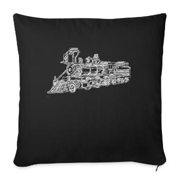 Lok - Eisenbahn Zug Lokomotive - Linen Skizze - Sofakissenbezug 45 x 45 cm - Schwarz - Vorne