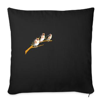European goldfinches on a branch - Sofa pillowcase 17,3'' x 17,3'' (45 x 45 cm) - black - Front