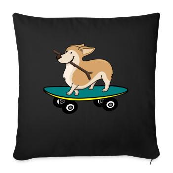 Dog on skateboard - Sofa pillowcase 17,3'' x 17,3'' (45 x 45 cm) - black - Front