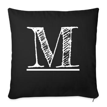 Letter M Giant - by hand (white) - Sofa pillowcase 17,3'' x 17,3'' (45 x 45 cm) - black - Front