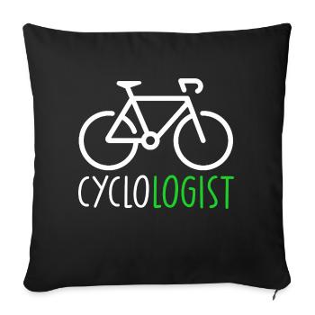 cyclologist / humour sport cyclisme vélo - Housse de coussin décorative 45 x 45 cm - noir - Devant