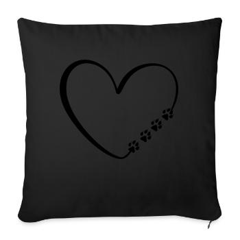 Chien Chat Pattes Coeur Saint Valentin - Housse de coussin décorative 45 x 45 cm - noir - Devant