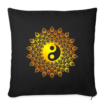 Yin Yang Taiji in life flower orange - Sofa pillowcase 17,3'' x 17,3'' (45 x 45 cm) - black - Front