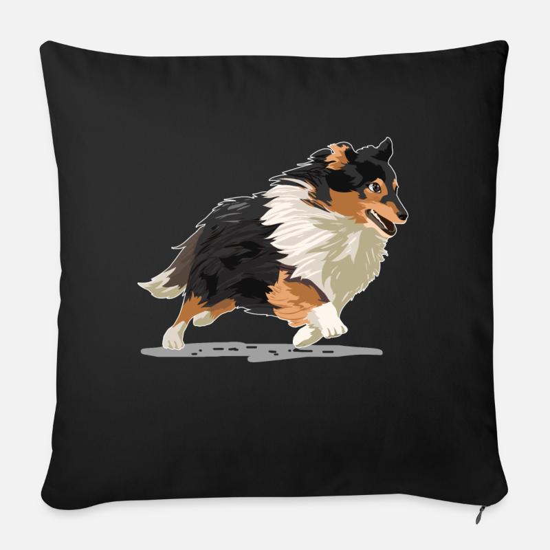 Cute Sheltie Shetland Sheepdog Agility Hunde Sport - Sofakissenbezug 45 x 45 cm - Schwarz