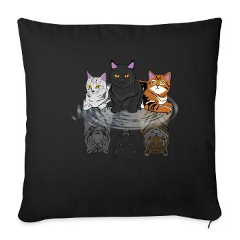 Chats miroir miroir guépard tiger costume - Housse de coussin décorative 45 x 45 cm - noir - Devant