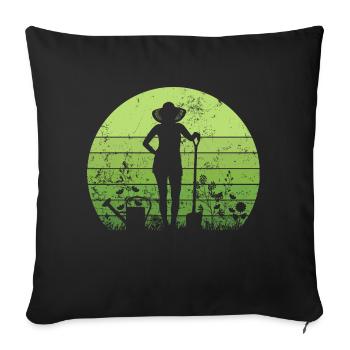 Gardener in the Garden Retro - Sofa pillowcase 17,3'' x 17,3'' (45 x 45 cm) - black - Front