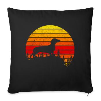 Dachshund Sunset - Sofa pillowcase 17,3'' x 17,3'' (45 x 45 cm) - black - Front