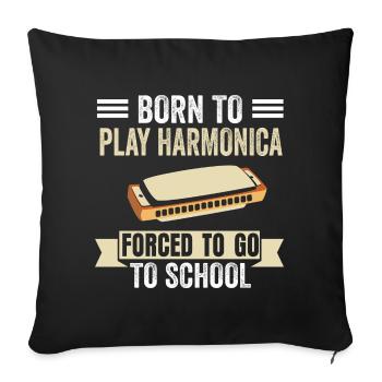 Harmonica Musicians Blues Jazz Harmonica - Sofa pillowcase 17,3'' x 17,3'' (45 x 45 cm) - black - Front