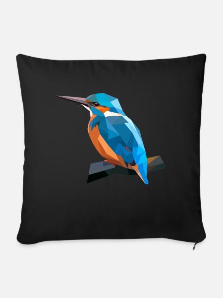 Polyart Eisvogel - Sofakissenbezug 45 x 45 cm - Schwarz