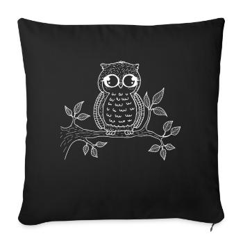Sweet Owl on Branch Eagle Owl - Sofa pillowcase 17,3'' x 17,3'' (45 x 45 cm) - black - Front
