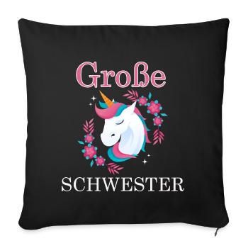 Große Schwester Einhorn Geschwister Schwestern Ges - Sofakissenbezug 45 x 45 cm - Schwarz - Vorne