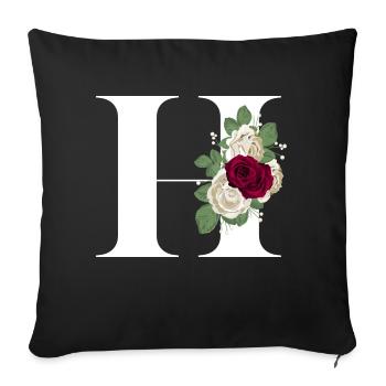 letter H flowered - Sofa pillowcase 17,3'' x 17,3'' (45 x 45 cm) - black - Front