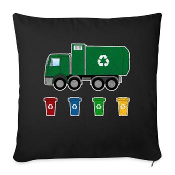 Garbage Truck Garbage Collection Recycling Bins I Gift - Sofa pillowcase 17,3'' x 17,3'' (45 x 45 cm) - black - Front